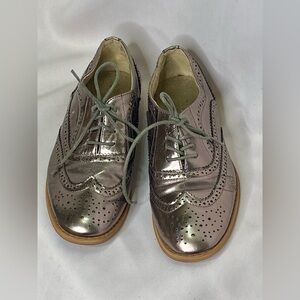 Wanted Metallic Rose Gold Wingtip Oxfords - Women's